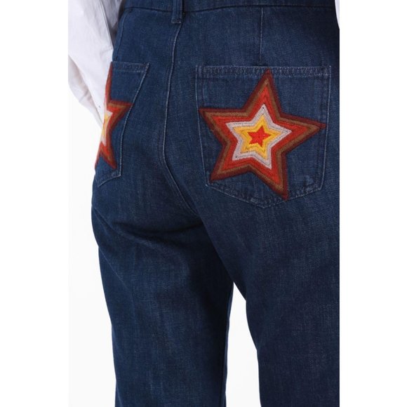 NWT Mih Coler Flare 70s Star Patch Pocket Jeans S - Picture 6 of 16